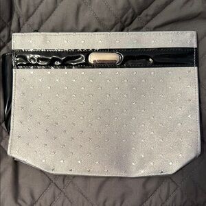 Silver Star-Patterned Cosmetic Bag